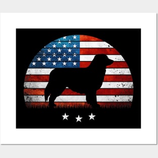 4th Of July Australian Shepherd America Distressed Flag Premium Posters and Art